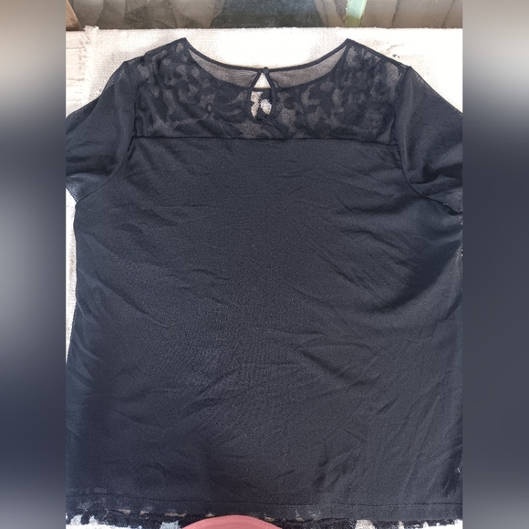 INC International Concepts Black Sequin Lace Blouse - Picture 8 of 8